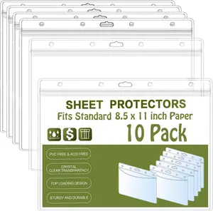 Sheet Protectors 10 Pack 8.5" x 11"  Resealable Zip Wall Sign Holder Page Protectors Clear Photo Plastic Sleeves for Documents, Photos, and Wall Sign Display (Horizontal, 10 Pack)
