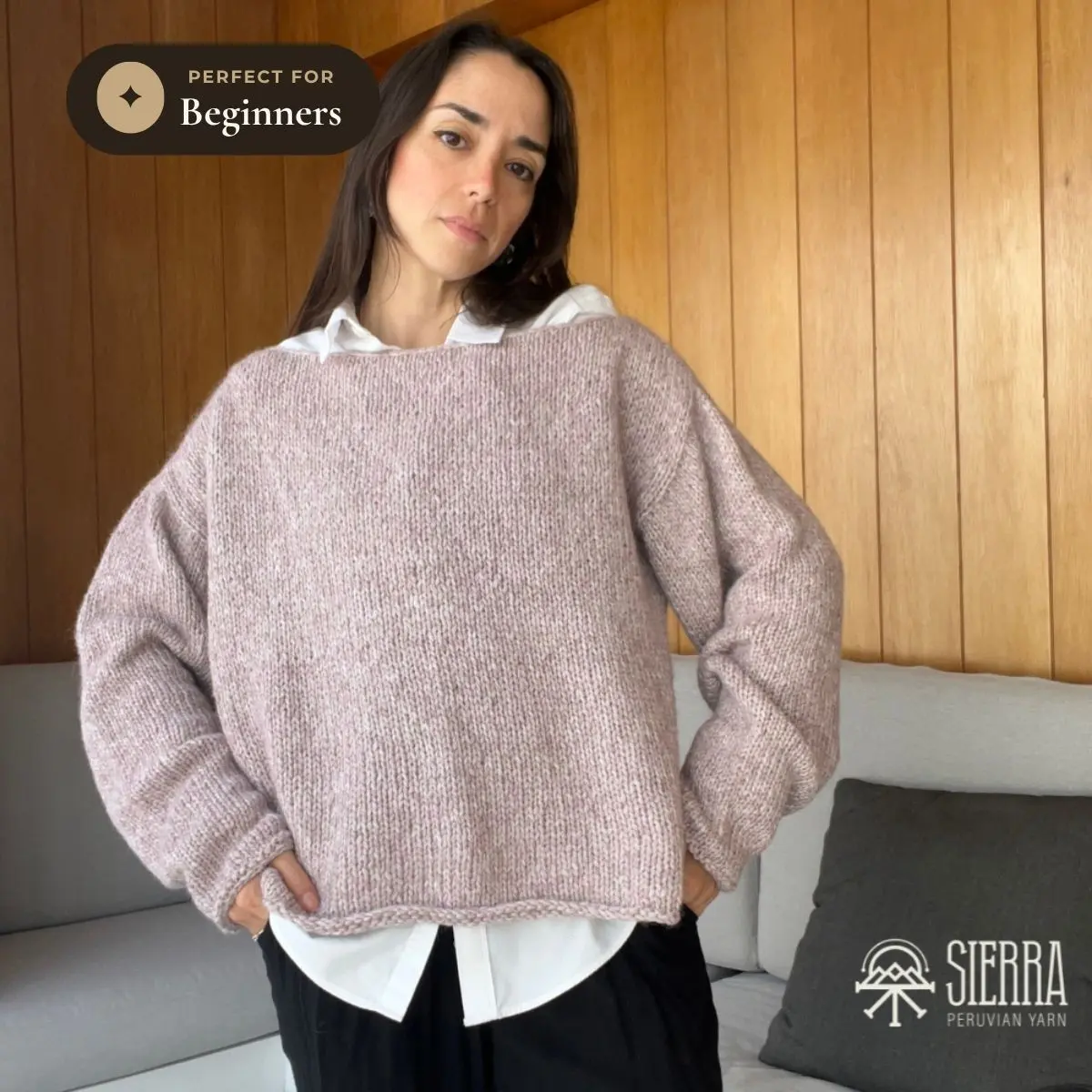 Sweet Rose Sweater - Beginner Knitting Kit