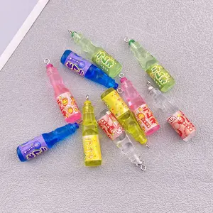Resin 3D Beverage Bottle Pendants, 10-20pcs DIY Jewelry Making Supplies, Creative Food Theme Earrings & Keychain Accessories