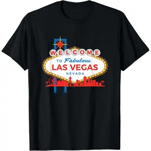 100%cotton Welcome to Fabulous Las Vegas Nevada Sign Iconic Casino T-Shirt