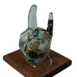 Rock n Roll Ring Holder with Real Dried Flowers & Wood Base. Unique Jewelry Display