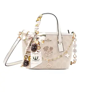COACH City 15 Mini Handbag in Chalk White and Sand with Coated Canvas and Hand-Painted Design for Women