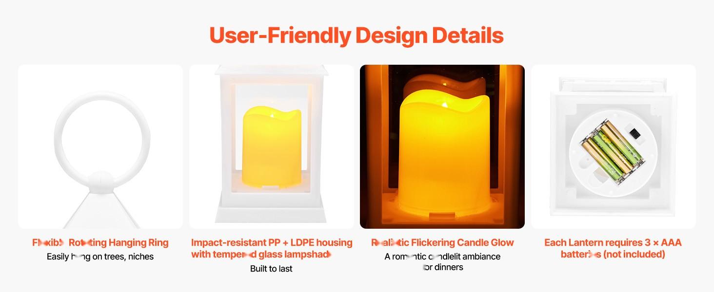 12 Pack Decorative Lanterns with LED Flameless Candles, Plastic Frame and Glass Panels, Wall Hanging Indoor Porch Lanterns for Wedding Tables and Party Decor, Farmhouse Style White 12 Pack Decorative Lanterns with LED Flameless Candles, Plastic Frame and Glass Panels, Wall Hanging Indoor Porch Lanterns for Wedding Tables and Party Decor, Farmhouse Style White