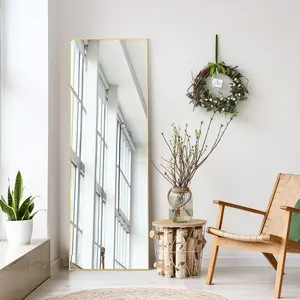 EDX Full Length Mirror 2 size Full Body Mirror Rectangle Free Standing Wall Mounted Leaning Hanging Full body Mirrors, Gold