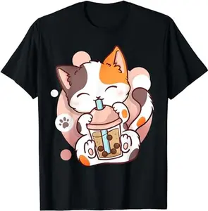Cat Boba Tea Bubble Tea Anime Kawaii Neko T-Shirt