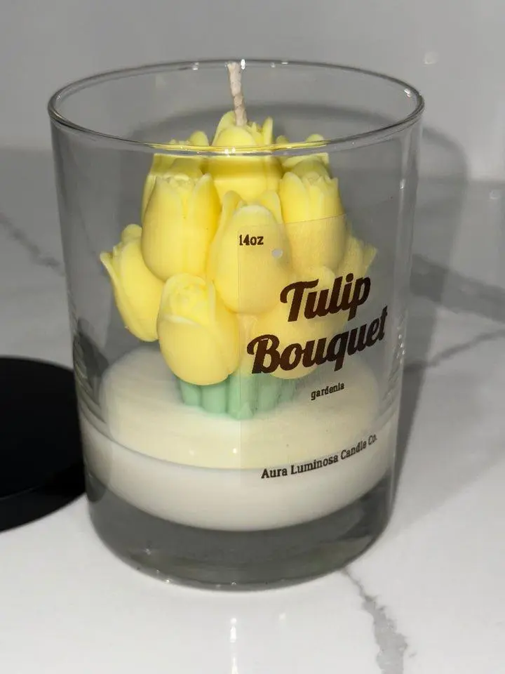Yellow Tulip Bouquet Candle 14 oz scented candle, home candles