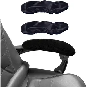 Velvet Stretchable Removable Office Chair Armrest Covers 2Pcs Black Armrest Protectors for Desk Computer Gaming Chairs