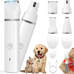 Dog Clippers Grooming Kit Hair Clipper-Low Noise Paw Trimmer- Rechargeable - Cordless Quiet Nail Grinder Shaver For Cats And Other Pets