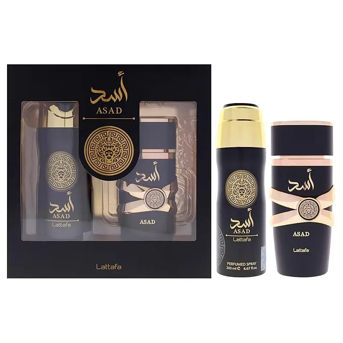 Lattafa Asad 2 Pcs Gift Set With 100ml Edp + 200ml Perfumed Spray