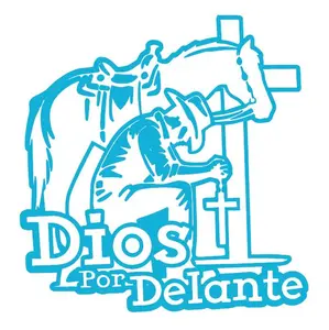 Radiant Dios Por Delante Vaquero Vinyl Decal Sticker UV & Waterproof Bumper Window Laptop Automotive Water Bottle Gift accessories – SKY BLUE 5.2"