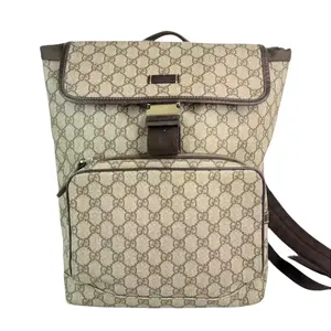 Pre-owned GUCCI Leather Backpacks GG Logo Supreme Buckle Flap Backpack