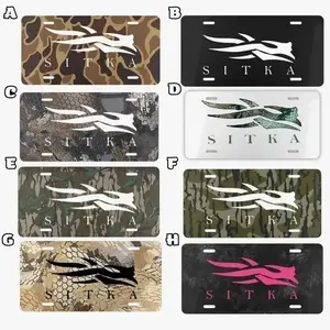 SITKAs Gear Camo License Plate Set A-H - Assorted Optifade Camouflage Styles - Durable Aluminum Car Tag & Wall Sign - 12x6 Inch Hunting Gift - Easy Install