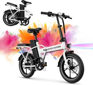 Windhorse W2A Folding Electric Bike for Adults, 16" Lightweight Step-Over City Ebike with Rear Seat, 20MPH Max Speed, 35 Miles Range, Commuter Folding E-Bike