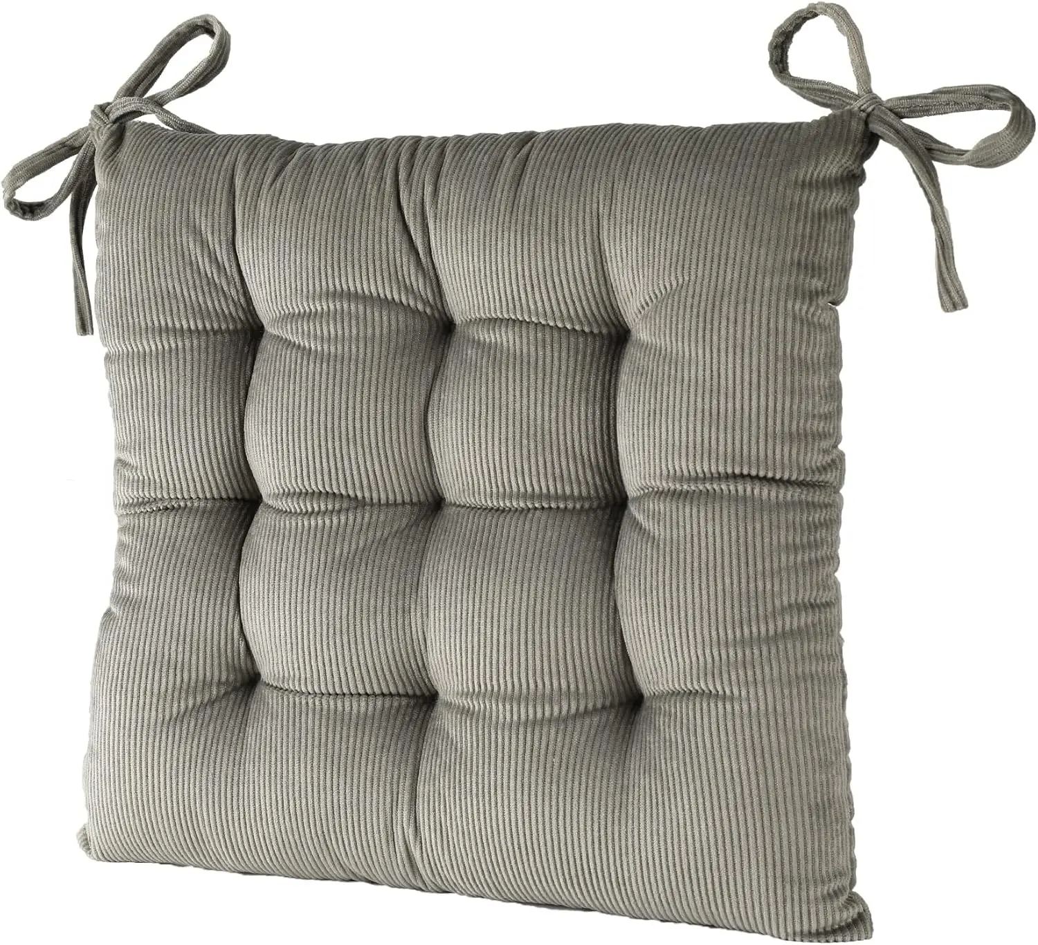 HLOVME Corduroy Chair Cushion with Ties Ultra Soft Warm Floor Cushion for Kids Reading Nook Comfortable Square Seat Cushion for Adult 15.7”x15.7”, Grey