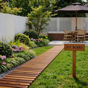 8FT Wooden Pathway, Roll Out Cedar Straight Walkway, Patio Path  Walkways,Weather-Resistant Outdoor Path for Backyard, Beach & Wedding Events