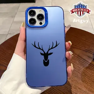 Stag Silhouette Pattern Phone Case for iPhone 16 15 14 Pro Max 16E 13 12 11 XR XS Plus Shockproof Anti-Scratch Durable PC Back Protective Cover