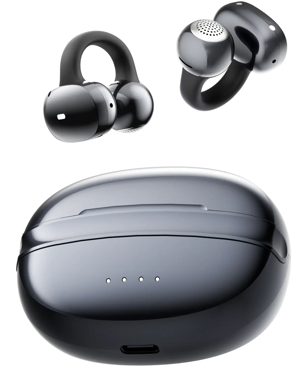 NEOQOQO A50 Clip-On Open-Ear Earbuds, bluetooth 6.0，Up to 48H Playtime (8H/single charge), 5.3g, IPX5, Clear Calls, Multipoint, Quick Charge， Smart Touch Control Wireless Earbuds