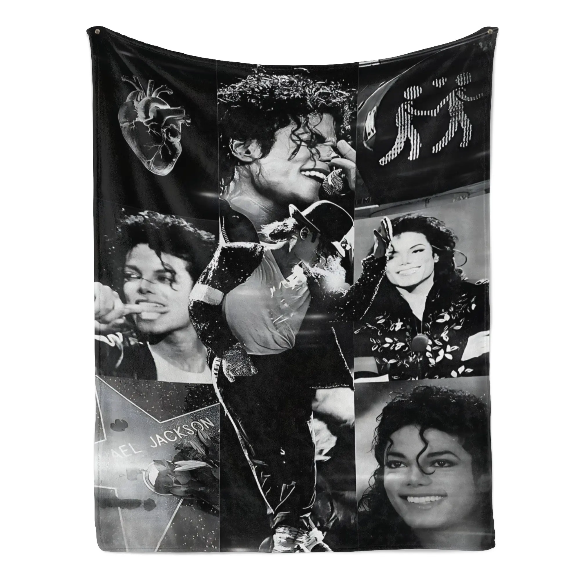 Michael Jackson Vintage Photo Collage Flannel Fleece Throw Blanket, Ultra Soft Cozy Warm Plush Blanket for Pop Music Fans, Classic Singer Themed Decor for Couch Bedroom, Lightweight All Season Blanket Ideal Gift for Adults MJ Enthusiasts