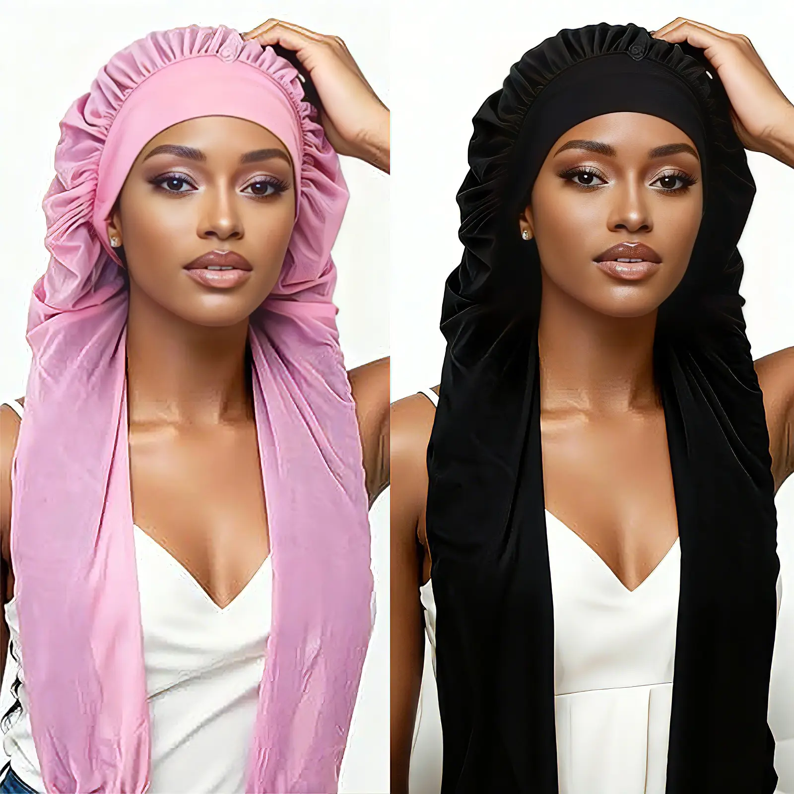 Adjustable Pantyhose Bonnet for All Hairstyles Sleep Sport Skincare Ready Universal Fit Versatile Bonnet HairGuard HairCareEssentials Gentle on Edges CoolTouch Fabric Black