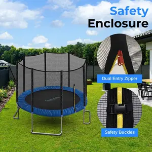 Outdoor Trampoline for Kids and Adults SereneLife 8FT 10FT 12FT 14FT \u2013 ASTM Certified Heavy-Duty Backyard Trampoline with Safety Poles, Net Enclosure, and Stable Anti-Rust Frame