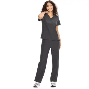 Scrubs for Women Set Medical Uniform - V-Neck Top & Straight Leg Pants with 9 Pockets, Unisex Workwear