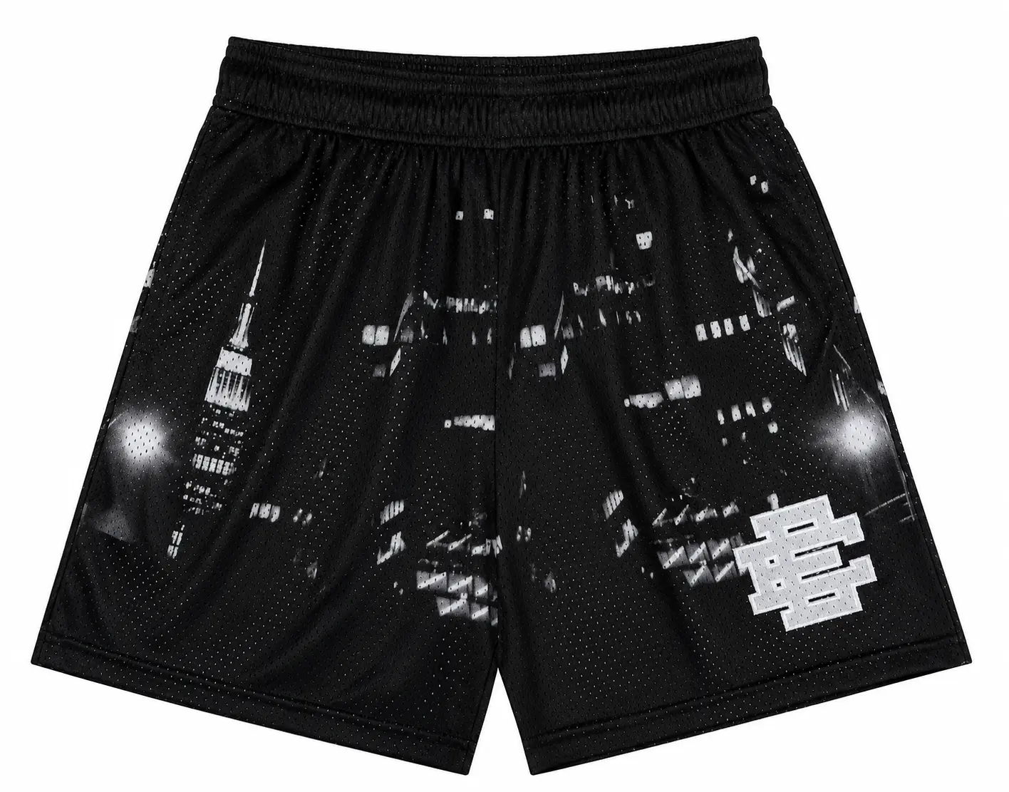 Mesh Eric Basketball Shorts Urban Skyline Graphic Breathable Athletic Gym Shorts Casual Streetwear Activewear for Men