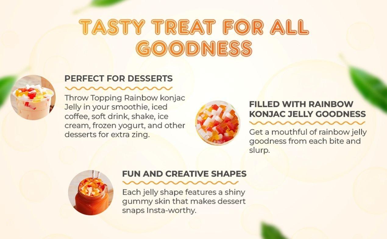 Fanale Coconut Jelly Topping nata de coco for Bubble Tea | Rainbow Konjac Jelly Topping for Boba Tea, Smoothies, Slushes, Desserts 400g(Pack Of 1) Fanale Coconut Jelly Topping nata de coco for Bubble Tea | Rainbow Konjac Jelly Topping for Boba Tea, Smoothies, Slushes, Desserts 400g(Pack Of 1)
