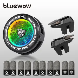 BlueWow X109 Cellphone Cooler - Magnetic & Clip-On Fan, RGB Lights, 3-Speed Smart TEC System, Smart Modes, USB Connectivity, Gaming Accessory for iPhone, Black Mobile Trigger with Purple Cooler Kit (CODM, PUBG Mobile)
