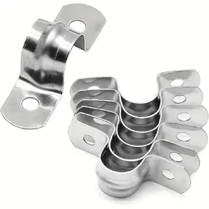 Heavy-duty Stainless Steel 10 Pieces Double-hole U-shaped Bracket Pipe Clamps - Rigid Conduit Clamps for Conduits and Cables