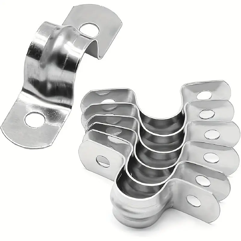 Heavy-duty Stainless Steel 10 Pieces Double-hole U-shaped Bracket Pipe Clamps - Rigid Conduit Clamps for Conduits and Cables