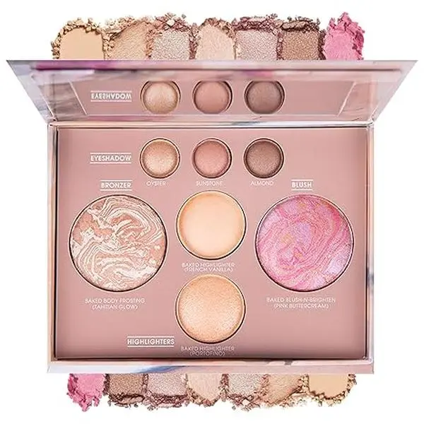 Tuscan Dreams Baked Makeup Set - 4-Piece Limited Edition Makeup Bundle Box, Cosmetics Kit with Hydrating Primer for Mature Skin, Includes Foundation, Eyeshadow Palette & Brush