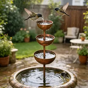 Rain Catcher Garden Stake, Metal Garden Yard Art, Bird Bath For Garden, Butterfly Feeder, Rusty Garden Decor, Unique Gift for Gardeners