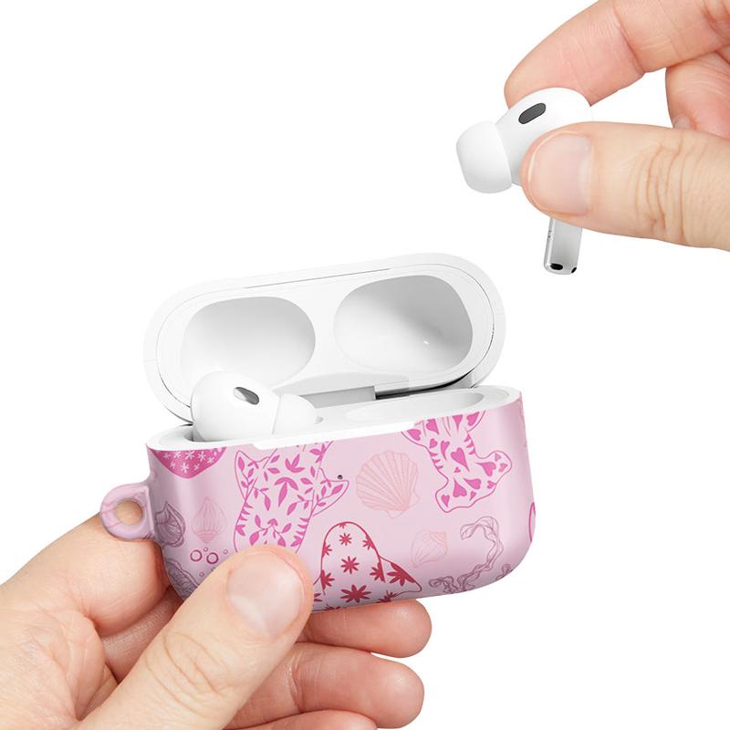 Whimsical Ocean Shark AirPods Case – Cute Sea Life Design with Starfish, Seashells & Coral Details, Aesthetic Marine Theme Protective Cover, Coastal Beach Style Accessory, Trendy Gift for Him & Her, Summer Ocean Lover AirPods Case