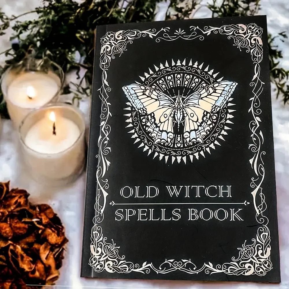Old Witch Spells Book, Intricate Cover Art with Butterfly Design ...