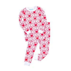 Heart Damask Print Pajamas - Soft Valentine's Day PJ Set for Girls