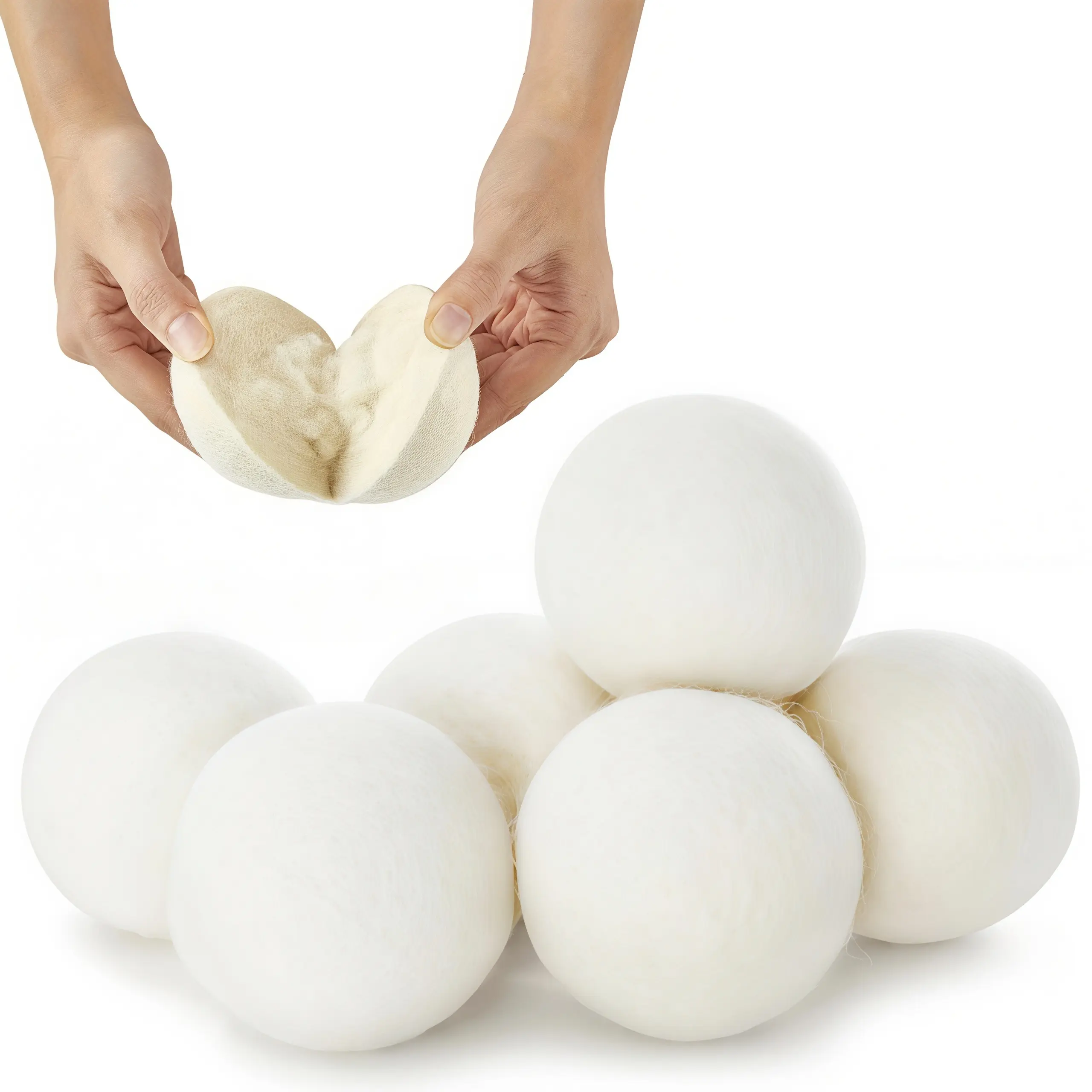 LMMAKE Reusable Wool Laundry Balls - 100% Handmade Premium New Zealand Wool Home Goods, Natural Fabric Softener Accessory, Eco-Friendly, Hypoallergenic, Wrinkle Resistant, Quick Drying, Chemical Free