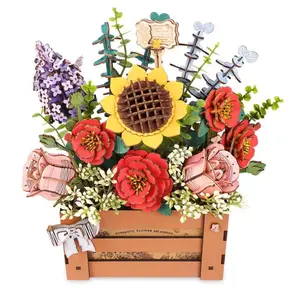 Robotime ROETW02H Wooden Flower Box - Wood Bloom Craft