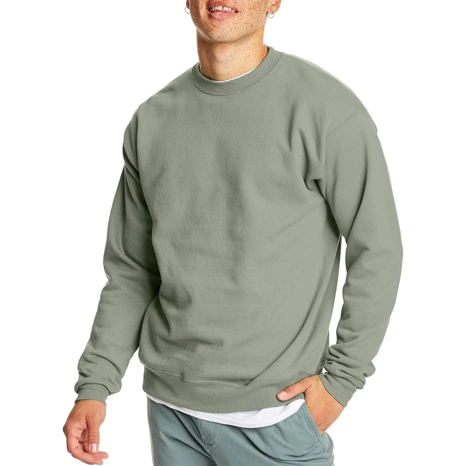 Men's Hanes EcoSmart Plush Cotton-Blend Crewneck Pullover Sweatshirt - Soft, Ribbed Menswear Tops (1 or 2 Pack), Classic