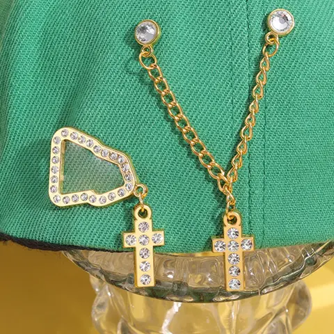 Creative Rhinestone Decor Cross Design Hat Pin, Hat Clip, Alloy Brooch Pin, Fashionable Brooches for Men & Women, Daily Clothing Decor, Men Accessories, Trendy All-match & Exquisite Brooches for Gift