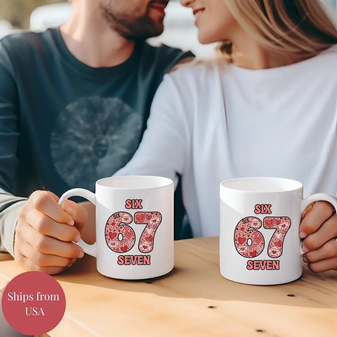 Funny Valentine's Day Mug, 67 Heart Design, Romantic Gag Gift for Him ...