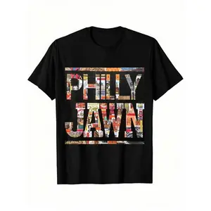 [100% Cotton] graphic tees Philly Jawn Graphic T-Shirt – Black Cotton Crew Neck Tee with Bold Philadelphia Print