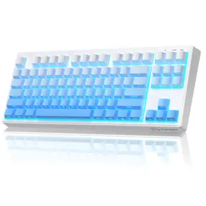 M87V2 Wireless Keyboard,Low Profile Quiet Typing Membrane Gaming Keyboard with 80% TKL Layout Side Printed Keys,RGB Backlit,USB C Rechargeable,87 Keys PBT Keycap for Windows PC,Mac,Linux
