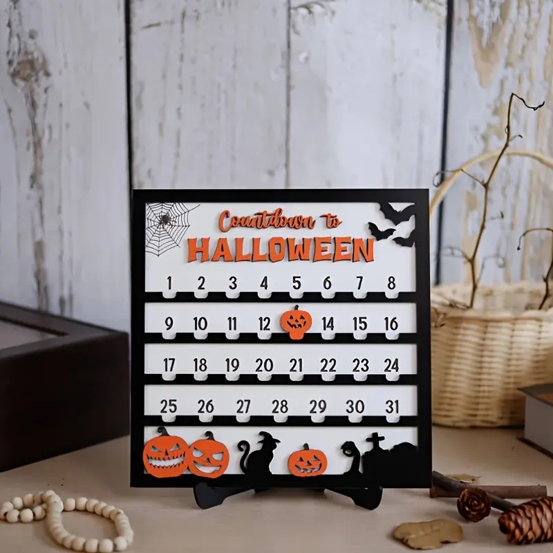 Halloween Countdown Calendar 31 Days Desktop Calendar Pumpkin Decor for Home Office, Battery-Free Festive Gift, High-Quality Durable Design for Halloween Atmosphere, Desk Calendars