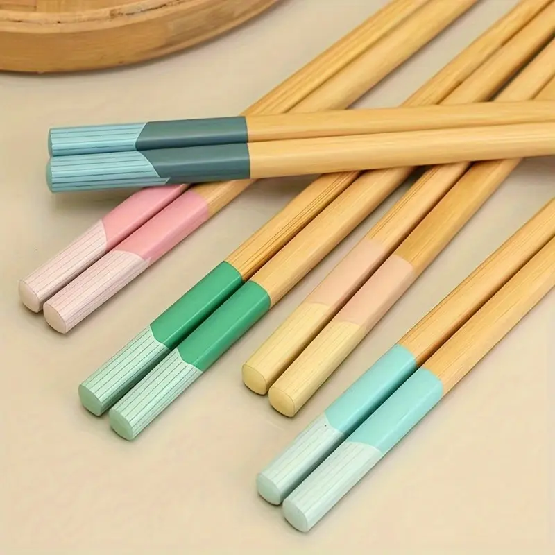 5 Pairs, Bamboo Chopsticks, Antibacterial, Anti-mold, Anti-slip, Carbonized and High-temperature Resistant Chopsticks, Reusable Lightweight Chopsticks, Dishwasher Safe, Kitchenware, Kitchen Supplies, Utensils