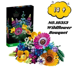Compatible with Lego Bouquet Building Blocks New Assembled Ornaments Preserved Fresh Flower Valentine's Day Toys Roses orchid