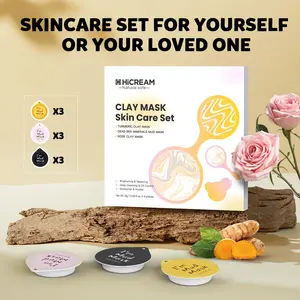 HICREAM Clay Mask Set 9 Pods-Turmeric Mask, Dead Sea Mud, and Rose Clay Skin Care Mask for Deep Cleansing, Moisturizing, and Removing Blackhead Nourishing Radiant