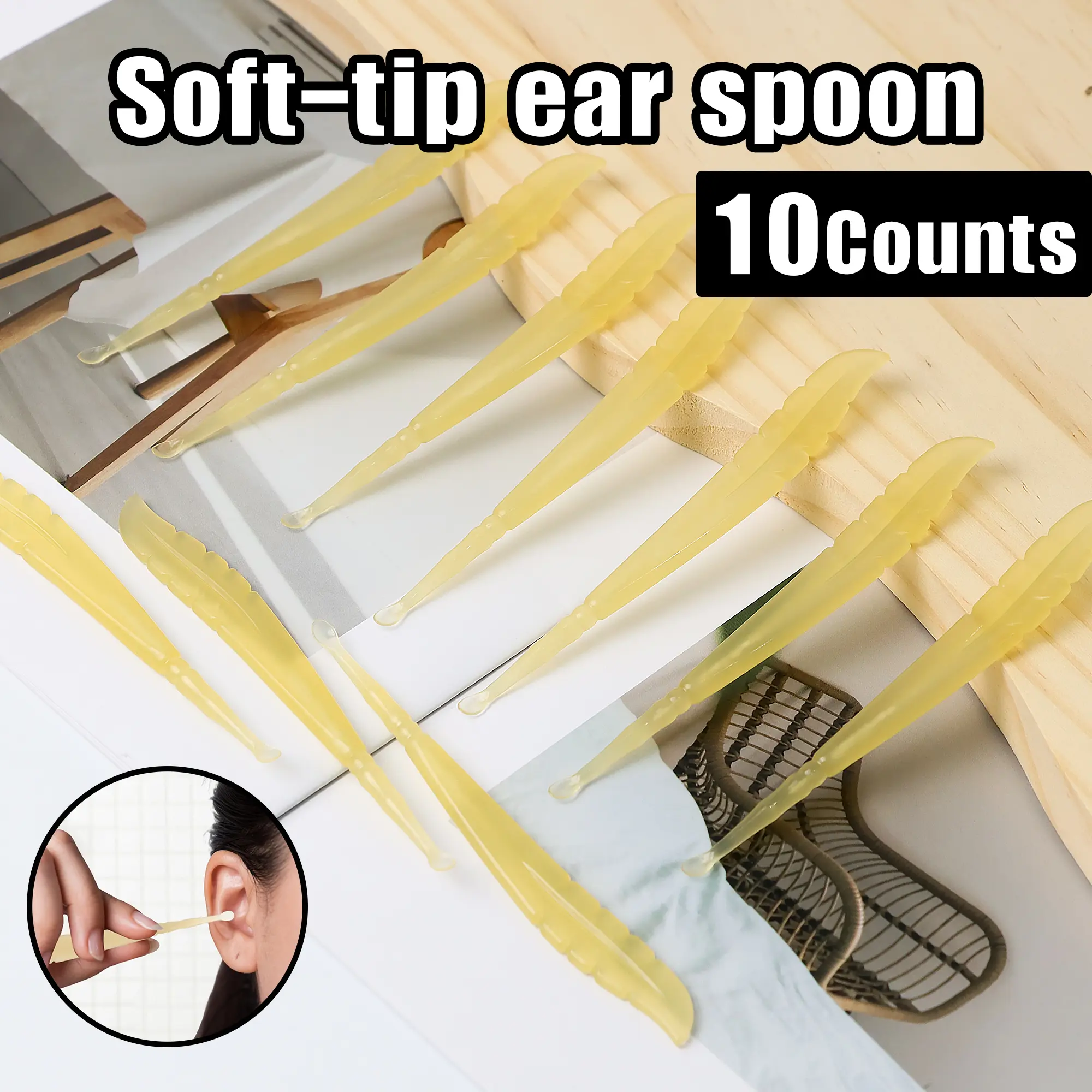 10 Counts Leaf Shape Ear Picks,soft tip design ensures gentle cleaning experience, prevents damage to ear canals