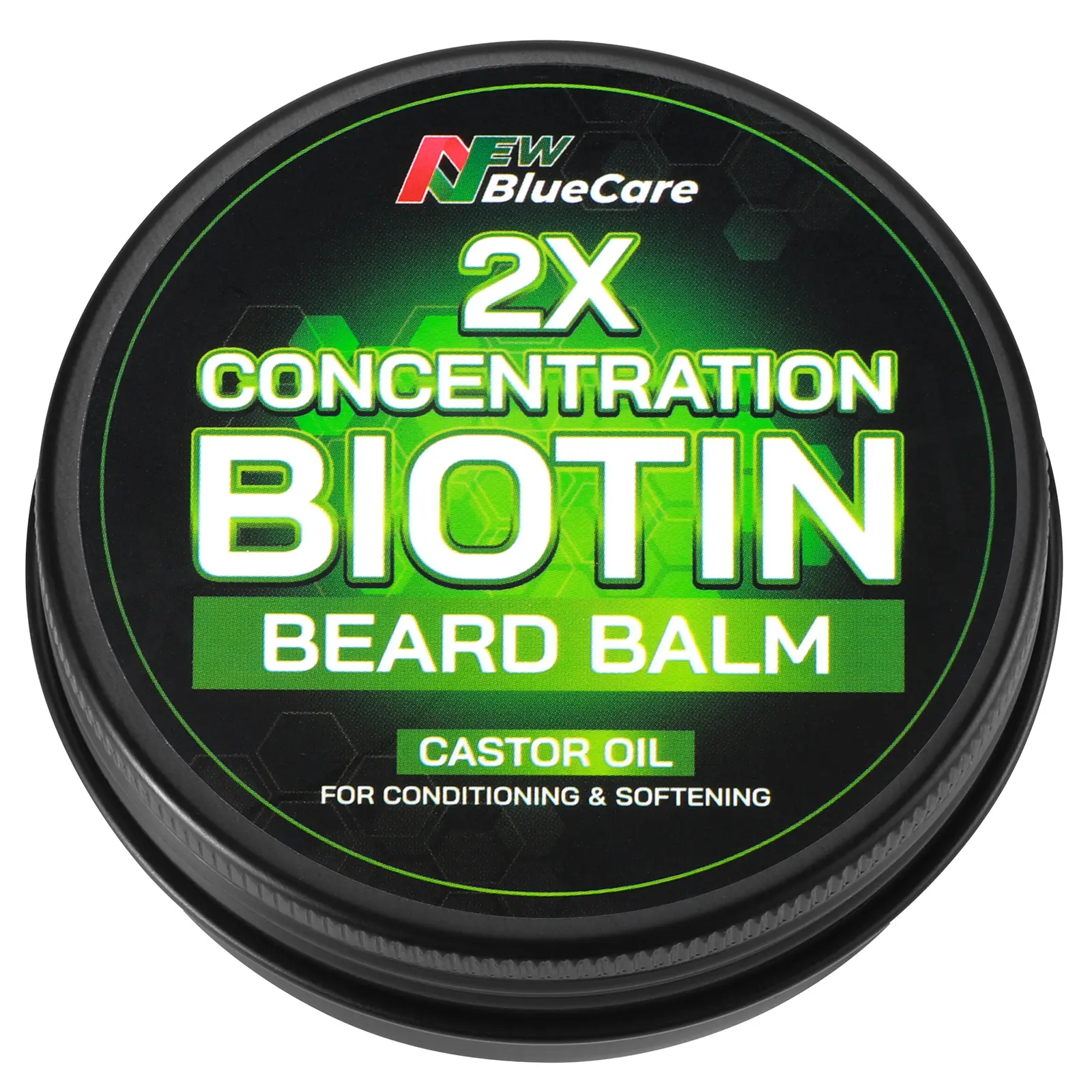 Newbluecare2x Concentration Biotin Beard Balm - Moustache Wax with Castor Oil - All-Natural Leave-In Conditioner - Vegan Softener, Moisturizer for Thicker, Moisturized, Stronger Men's Facial Hair Growth beard growth Beard Care