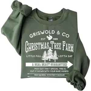 Clark Graphic Christmas Tree Farm Sweatshirt for Unisex  - Fabric, Cotton