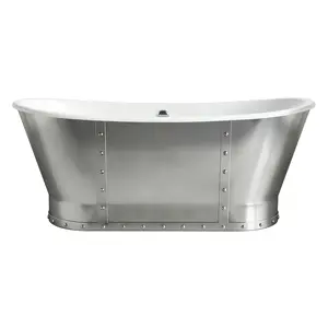 AKICON 67" Cast Iron Freestanding Bathtub, Drain and Overflow Kit Included